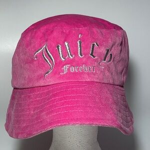 Juicy Forever Bucket Hat Hot Pink Velour Y2K Designer CUTE
